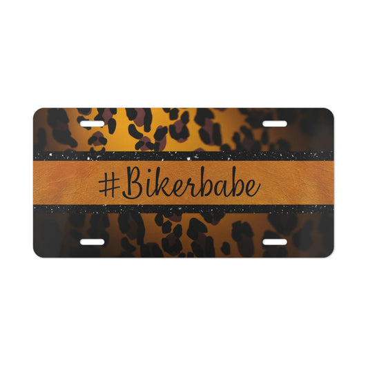 Biker Babe Leopard Vanity Plate