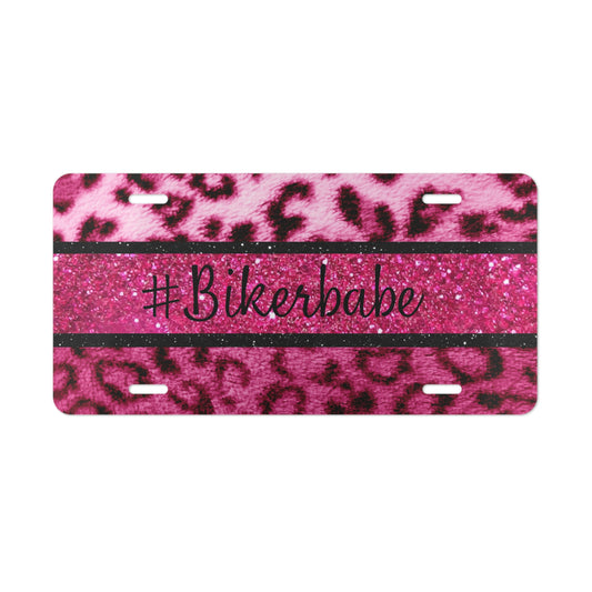 Biker Babe Pink Leopard Vanity Plate